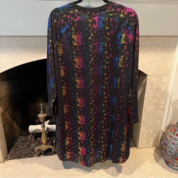 Harry Potter Hogwarts Black Long Sleeve pajama dress nightgown - Picture 2 of 4